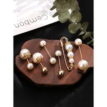 Yellow Chimes Women Pack of 6 Gold-Toned Pearl Studded Statement Brooch