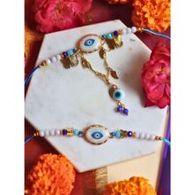 WEAVING HOMES Nazar na lage bhaiya Bhabhi rakhi (Set of 2) - Blue