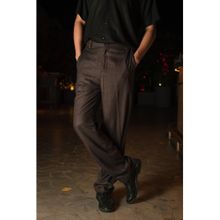 JAVINISHKA Charcoal Grey High Waist Korean Fit Linen Trouser