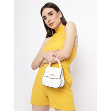 KLEIO Vegan Leather Top Handle Mini Handbag with Detachable Sling for Crossbody-White
