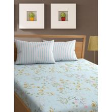 BAJO'S 100% Cotton 300 Tc King Size Bedsheet with pillow covers Blue