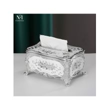 NFI Essentials European Style Luxurious Tissue Box Holder for Home Office Decoration - Silver