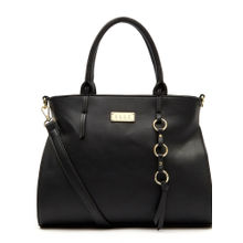 ELLE Black Solid Satchel Handbag