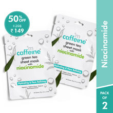 MCaffeine Niacinamide Face Sheet Masks with Green Tea for Pore Refining & 24h Hydration - Pack of 2