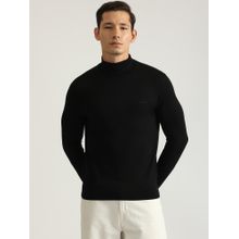 GANT Men Black Solid High Neck Full Sleeves Pullover Style Sweater