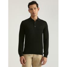 GANT Men Black Solid Collared Full Sleeves Pullover Style Sweater