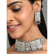 Fida Wedding Ethnic Oxidised Silver Choker Jewellery Set for Women(Free Size)