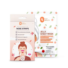 FLM Beauty Niacinamide & Cherry Antioxidant-Rich Jelly Sheet Mask And Nose Strips - Pack of 2