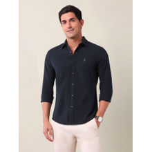 U.S. POLO ASSN. Men Tailored Fit Solid Navy Blue Shirt