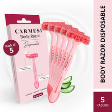 Carmesi Disposable Body Razors For Women - Pack Of 5, With Moisture Strip For Smooth Hair Removal