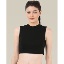 The Dance Bible Sleeveless Mock Neck Black Sports Crop Top