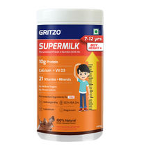 Gritzo SuperMilk Height+ for 7-12 Yrs Boys Protein Nutrition Drink Mix,Double Chocolate