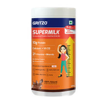 Gritzo SuperMilk Height+ for 7-12 Yrs Girls Protein, Nutrition Drink Mix,Double Chocolate