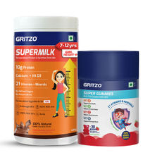 Gritzo SuperMilk Height Personalized Protein And Nutrition Drink + Super Gummies 8-12 Years Girls