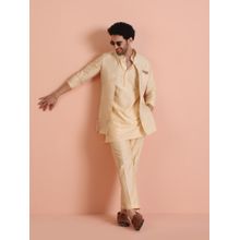 KISAH Men Cream Ethnic Motifs Mid Kurta Nehru Jacket and Pant