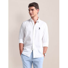 U.S. POLO ASSN. Semi Cutaway Collar Cotton Solid Casual Shirt White