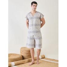 The Kaftan Company Mens Grey Cotton Kimono Top and Shorts (Set of 2)