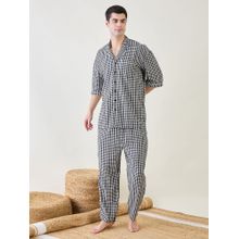 The Kaftan Company Mens Checks Cotton Shirt and Pyjama (Set of 2)