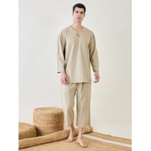 The Kaftan Company Mens Khaki Shirt and Pyjama (Set of 2)