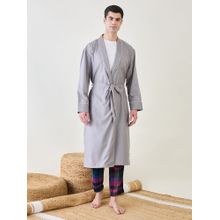 The Kaftan Company Mens Grey Cotton Night Robe