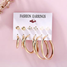 Jewels Galaxy Gold Plated Set of 6 Studs & Hoop Earrings