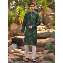 House of Deyann Green Kurta with Churidar (Set of 2)