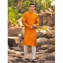 House of Deyann Yellow Kurta with Churidar (Set of 2)