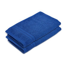 Layers Be Bold 100% Cotton 450 GSM Blue Solid Hand Towels (Pack of 2)