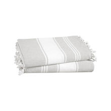 LANE LINEN Pure Cotton Turkish Beach Towel Grey (Pack of 2)