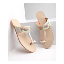 Shoetopia Women Cream-coloured Ethnic Flats