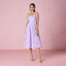 Twenty Dresses by Nykaa Fashion Lilac Embroidered Floral Strappy Midi Dress