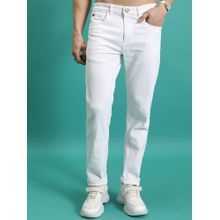 HIGHLANDER Men White Cotton Blend Solid Skinny Jeans