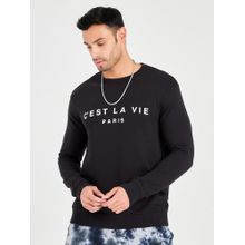 Styli Minimal Slogan Text Print Detail Relaxed Sweatshirt Black