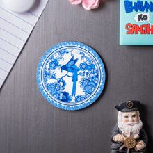 KOLOROBIA Blue Pottery Bird 2D Round Fridge Magnets