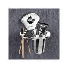 Plantex Royal Stainless Steel Toothbrush Holder - Silver