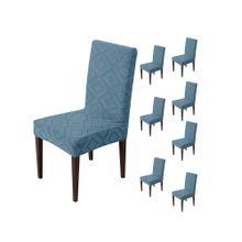 House of Quirk Stretch Removable Short Dining Chair Cover- Blue (Pack of 8)