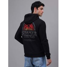 Free Authority Official Men Stranger Things Printed Regular Fit Black Hoodie