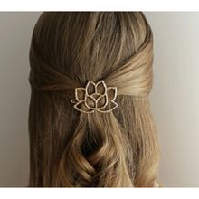 OOMPH Jewellery Gold Tone Filigree Lotus Hair Clip / Hair Pin For Women & Girls