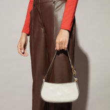 RSVP by Nykaa Fashion White Chain Link Semi Circular Handbag
