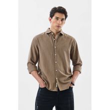 Snitch Brown Stripes Full Sleeves Slim Casual Shirt