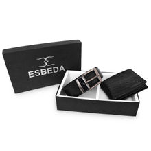 ESBEDA Black Color Wallet & Belt Gift Set For Mens