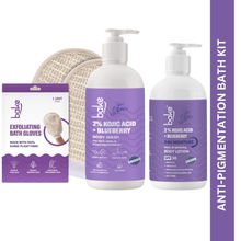 BAKE Bath Care Routine With Ramie Plant Fibre Glove, Kojic Acid Body Wash & Body Lotion Combo