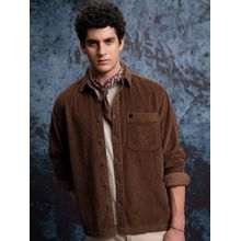 LOCOMOTIVE Men Brown Cotton Collar Neck Shirt