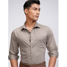LOCOMOTIVE Men Khaki Polyester Blend Collar Neck Formal Shirt