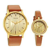 Sonata 7710587041Yl01 Gold Dial Analog Watch For Couple (Set of 2)