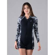 Keepfit Black Printed Full Sleeves Swimsuit
