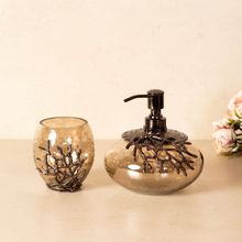 The Decor Remedy Coral Smoke Bathroom set of 2 - Black Nickel & Gold Luster glass