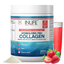 Inlife Hydrolyzed Marine Fish Collagen Peptides Powder - Strawberry