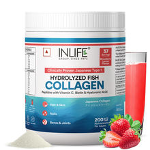 Inlife Japanese Fish Collagen Powder for Skin & Hair Collagen Supplements (Strawberry Lemon)