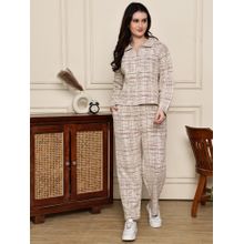 Kanvin Womens Winter Wear Beige Top with Pyjama